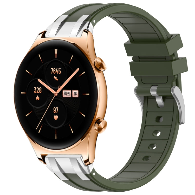 For Honor Watch GS 3 22mm Quick Release Silver Buckle Royal Silicone Watch Band(Olive Green) by bashfashion