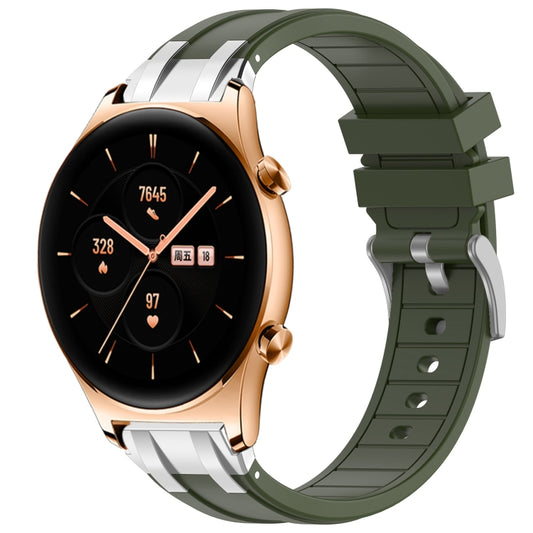 For Honor Watch GS 3 22mm Quick Release Silver Buckle Royal Silicone Watch Band(Olive Green) by bashfashion