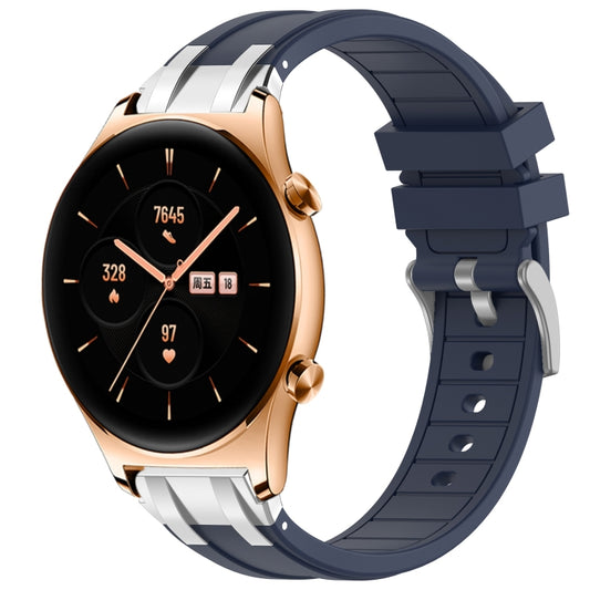 For Honor Watch GS 3 22mm Quick Release Silver Buckle Royal Silicone Watch Band(Navy Blue) by bashfashion