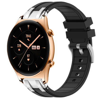 For Honor Watch GS 3 22mm Quick Release Silver Buckle Royal Silicone Watch Band(Black) by bashfashion