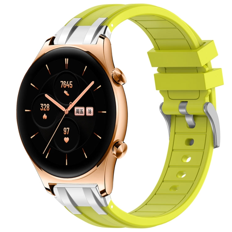 For Honor Watch GS 3 22mm Quick Release Silver Buckle Royal Silicone Watch Band(Vital Yellow) by bashfashion