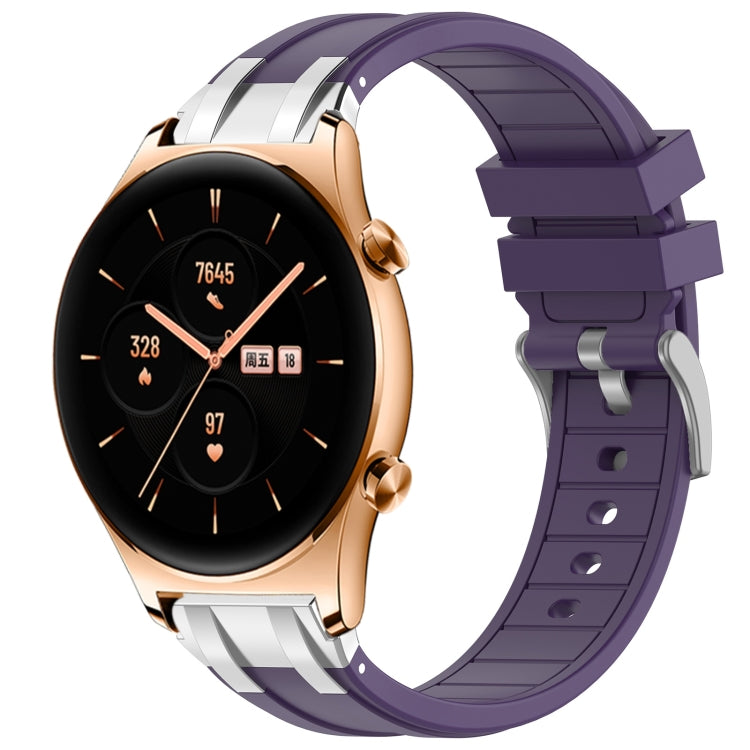 For Honor Watch GS 3 22mm Quick Release Silver Buckle Royal Silicone Watch Band(Purple) by bashfashion