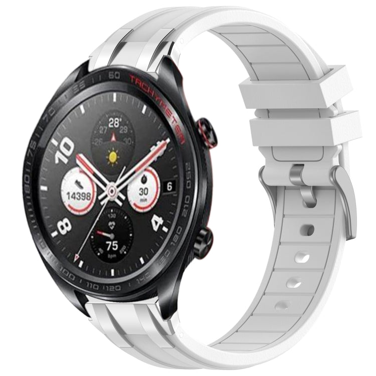 For Honor Watch Dream 22mm Quick Release Silver Buckle Royal Silicone Watch Band(White) by bashfashion