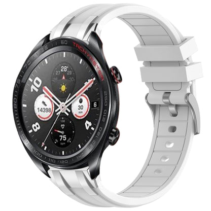 For Honor Watch Dream 22mm Quick Release Silver Buckle Royal Silicone Watch Band(White) by bashfashion