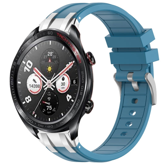 For Honor Watch Dream 22mm Quick Release Silver Buckle Royal Silicone Watch Band(Sea Blue) by bashfashion