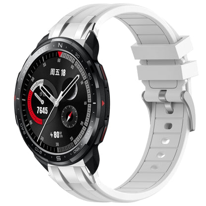 For Honor Watch GS Pro 22mm Quick Release Silver Buckle Royal Silicone Watch Band(White) by bashfashion