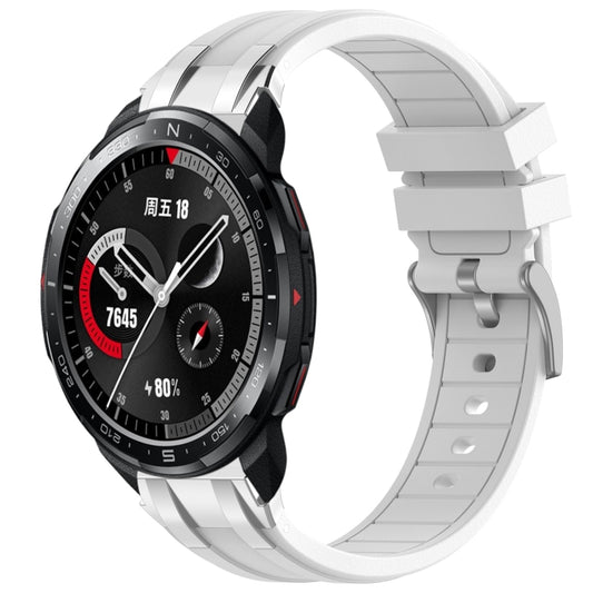 For Honor Watch GS Pro 22mm Quick Release Silver Buckle Royal Silicone Watch Band(White) by bashfashion