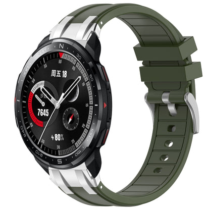 For Honor Watch GS Pro 22mm Quick Release Silver Buckle Royal Silicone Watch Band(Olive Green) by bashfashion