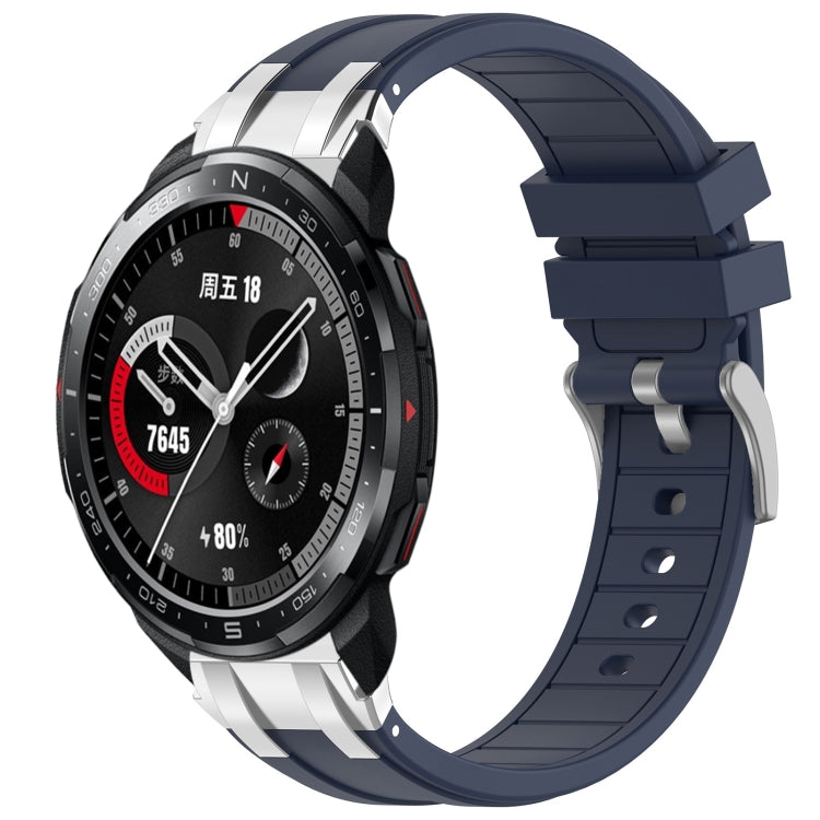 For Honor Watch GS Pro 22mm Quick Release Silver Buckle Royal Silicone Watch Band(Navy Blue) by bashfashion