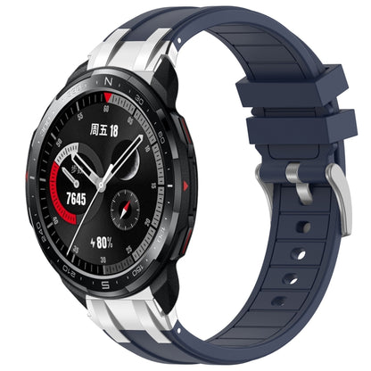 For Honor Watch GS Pro 22mm Quick Release Silver Buckle Royal Silicone Watch Band(Navy Blue) by bashfashion