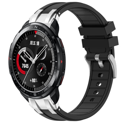 For Honor Watch GS Pro 22mm Quick Release Silver Buckle Royal Silicone Watch Band(Black) by bashfashion