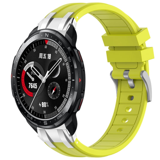 For Honor Watch GS Pro 22mm Quick Release Silver Buckle Royal Silicone Watch Band(Vital Yellow) by bashfashion