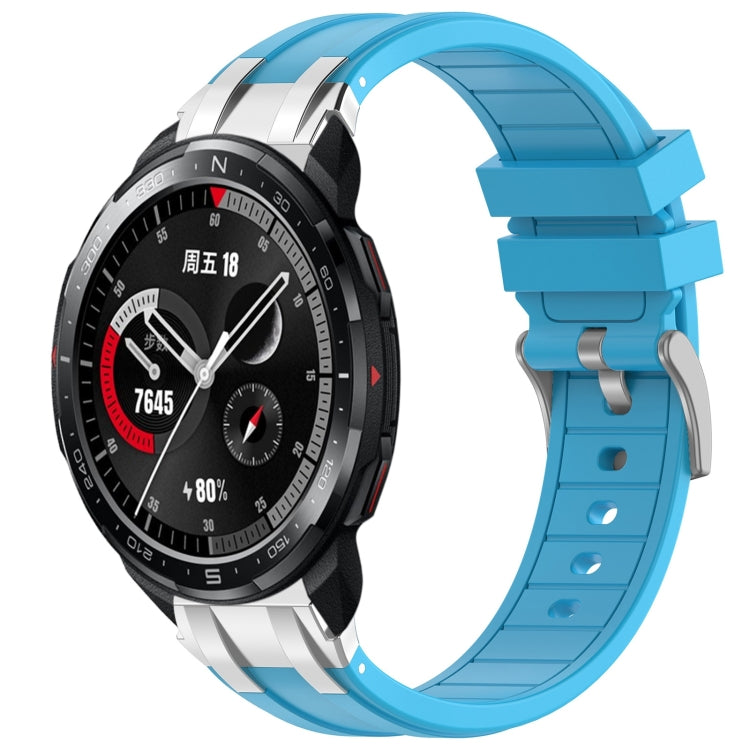 For Honor Watch GS Pro 22mm Quick Release Silver Buckle Royal Silicone Watch Band(Sky Blue) by bashfashion