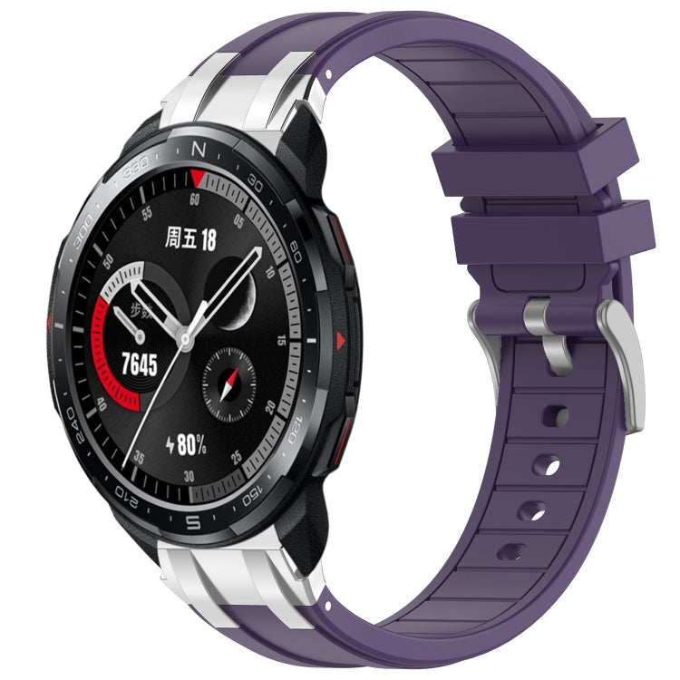 For Honor Watch GS Pro 22mm Quick Release Silver Buckle Royal Silicone Watch Band(Purple) by bashfashion