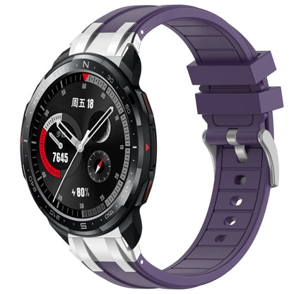 For Honor Watch GS Pro 22mm Quick Release Silver Buckle Royal Silicone Watch Band(Purple) by bashfashion