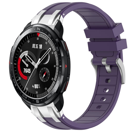 For Honor Watch GS Pro 22mm Quick Release Silver Buckle Royal Silicone Watch Band(Purple) by bashfashion