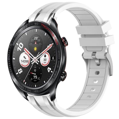 For Honor Magic Watch 22mm Quick Release Silver Buckle Royal Silicone Watch Band(White) by bashfashion