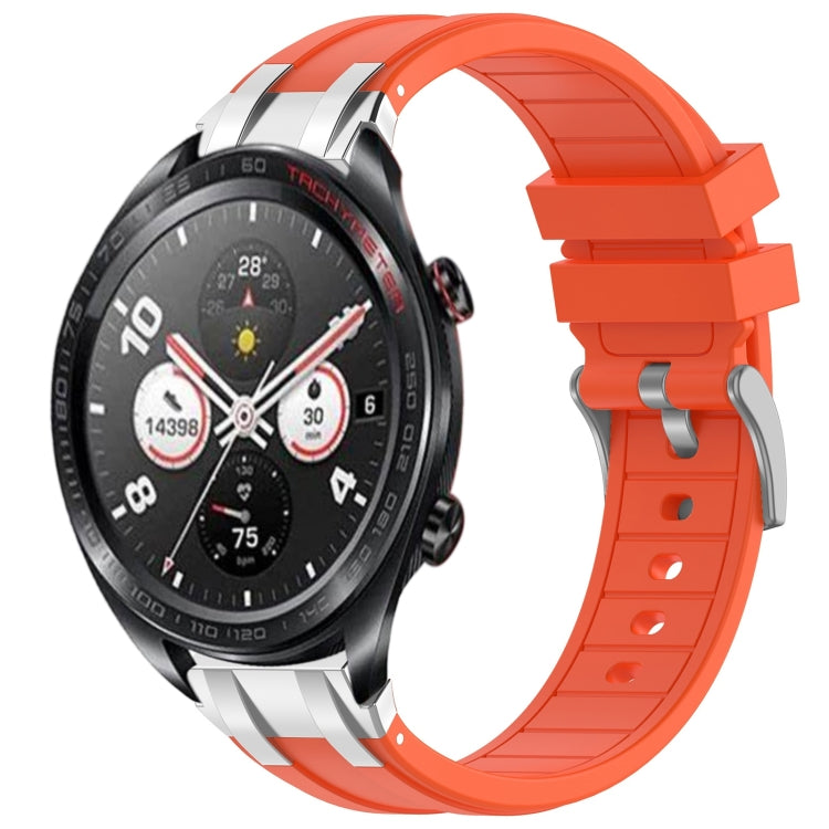 For Honor Magic Watch 22mm Quick Release Silver Buckle Royal Silicone Watch Band(Orange) by bashfashion