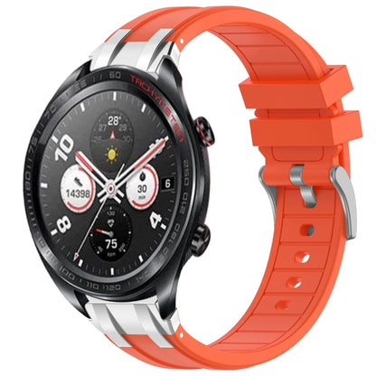 For Honor Magic Watch 22mm Quick Release Silver Buckle Royal Silicone Watch Band(Orange) by bashfashion