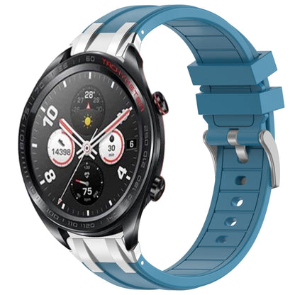 For Honor Magic Watch 22mm Quick Release Silver Buckle Royal Silicone Watch Band(Sea Blue) by bashfashion