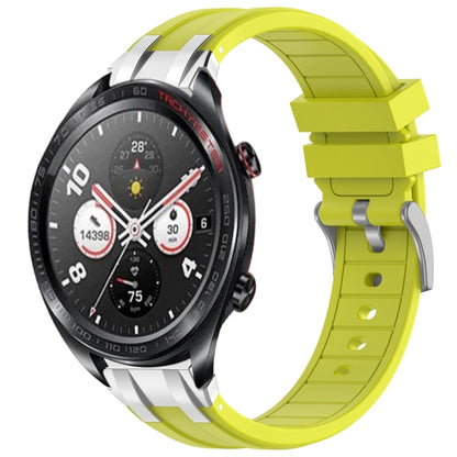 For Honor Magic Watch 22mm Quick Release Silver Buckle Royal Silicone Watch Band(Vital Yellow) by bashfashion