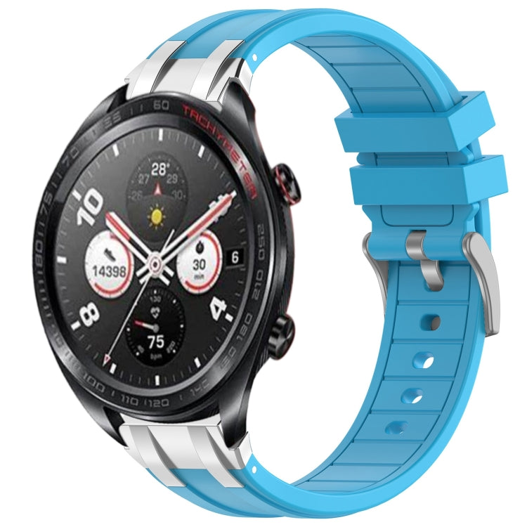 For Honor Magic Watch 22mm Quick Release Silver Buckle Royal Silicone Watch Band(Sky Blue) by bashfashion