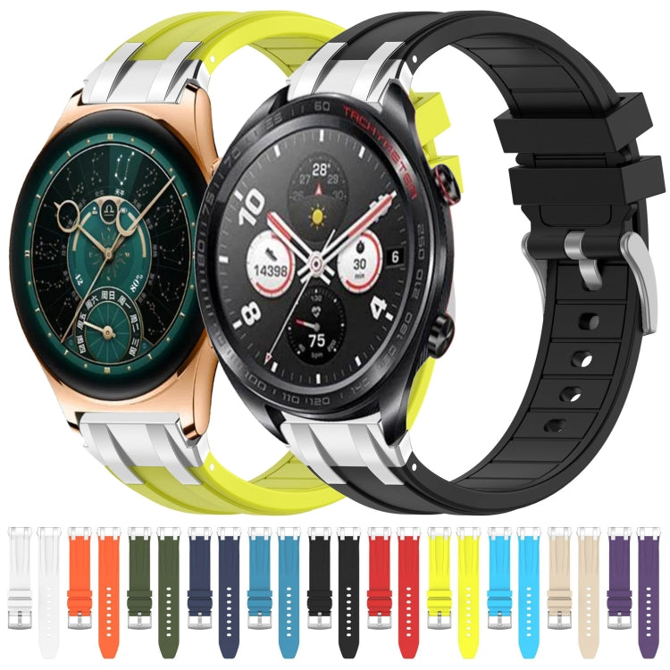 For Honor Watch Dream 22mm Quick Release Silver Buckle Royal Silicone Watch Band(Vital Yellow) by bashfashion