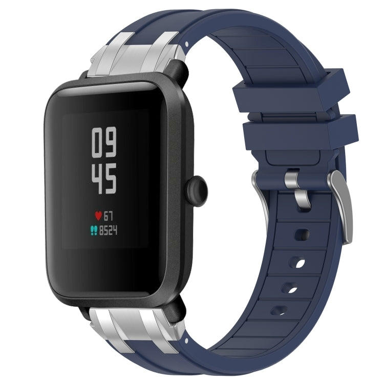 For Amazfit Watch Bip 5 22mm Quick Release Silver Buckle Royal Silicone Watch Band(Navy Blue) by bashfashion