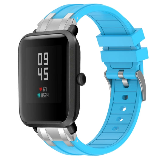 For Amazfit Watch Bip 5 22mm Quick Release Silver Buckle Royal Silicone Watch Band(Sky Blue) by bashfashion