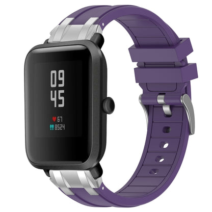 For Amazfit Watch Bip 5 22mm Quick Release Silver Buckle Royal Silicone Watch Band(Purple) by bashfashion