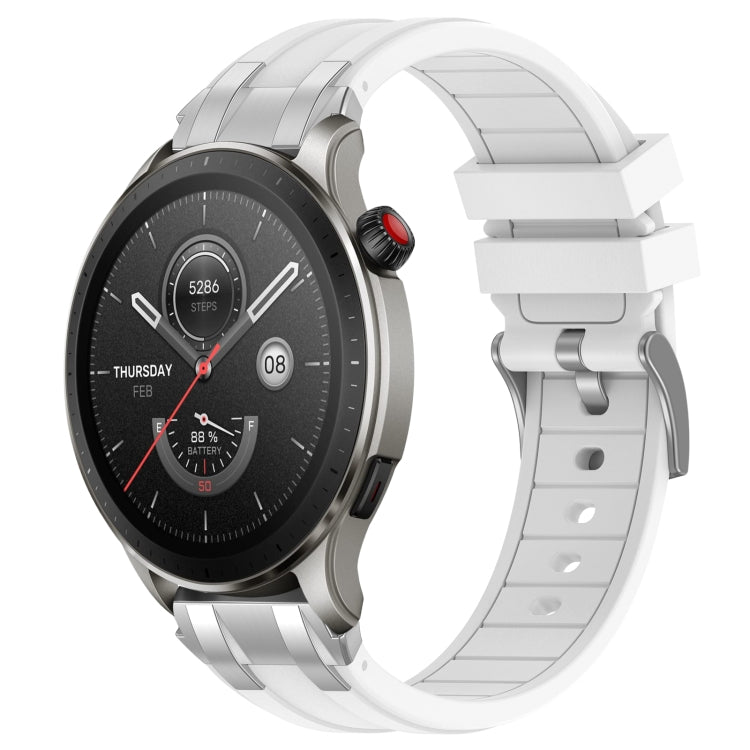 For Amazfit Watch GTR 4 22mm Quick Release Silver Buckle Royal Silicone Watch Band(White) by bashfashion