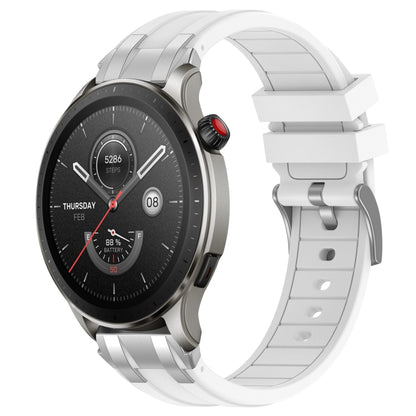 For Amazfit Watch GTR 4 22mm Quick Release Silver Buckle Royal Silicone Watch Band(White) by bashfashion