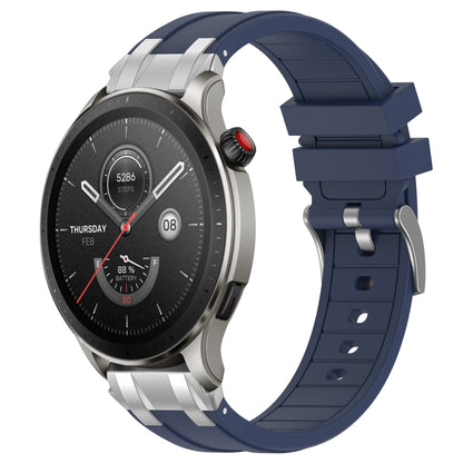 For Amazfit Watch GTR 4 22mm Quick Release Silver Buckle Royal Silicone Watch Band(Navy Blue) by bashfashion