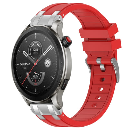 For Amazfit Watch GTR 4 22mm Quick Release Silver Buckle Royal Silicone Watch Band(Red) by bashfashion
