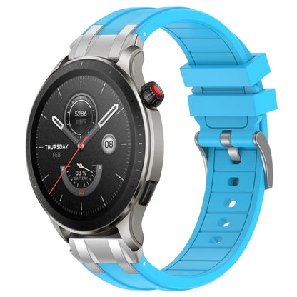 For Amazfit Watch GTR 4 22mm Quick Release Silver Buckle Royal Silicone Watch Band(Sky Blue) by bashfashion