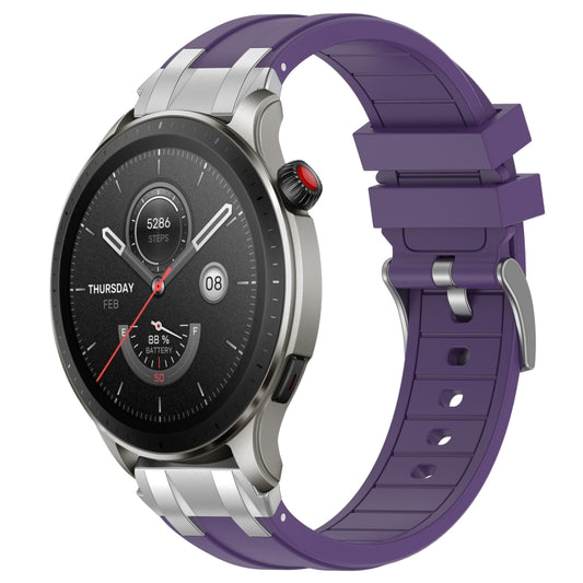 For Amazfit Watch GTR 4 22mm Quick Release Silver Buckle Royal Silicone Watch Band(Purple) by bashfashion