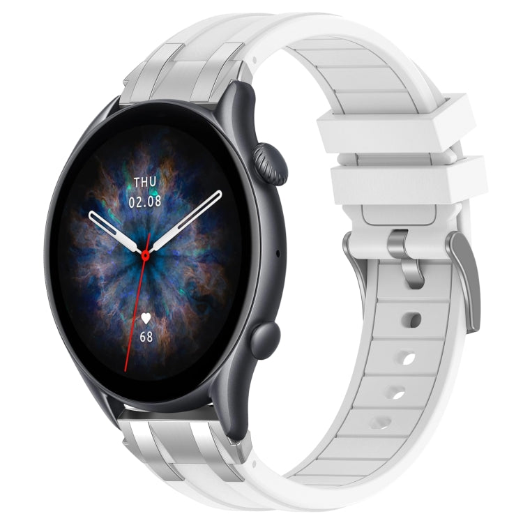 For Amazfit Watch GTR 3 pro 22mm Quick Release Silver Buckle Royal Silicone Watch Band(White) by bashfashion