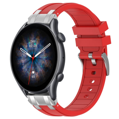 For Amazfit Watch GTR 3 pro 22mm Quick Release Silver Buckle Royal Silicone Watch Band(Red) by bashfashion