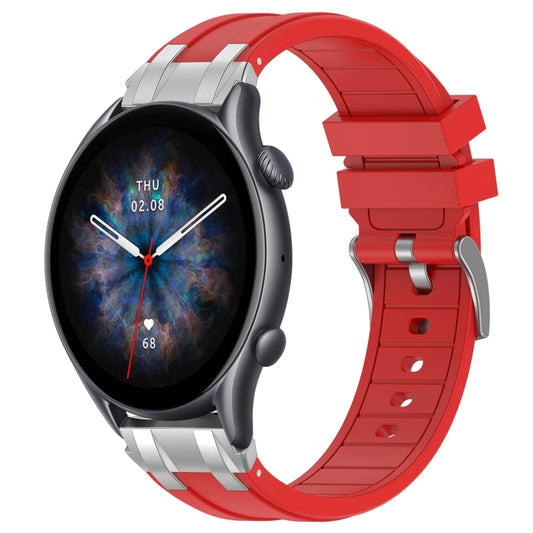 For Amazfit Watch GTR 3 pro 22mm Quick Release Silver Buckle Royal Silicone Watch Band(Red) by bashfashion