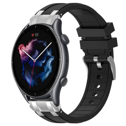 For Amazfit Watch GTR 3 22mm Quick Release Silver Buckle Royal Silicone Watch Band(Black) by bashfashion