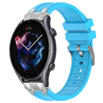 For Amazfit Watch GTR 3 22mm Quick Release Silver Buckle Royal Silicone Watch Band(Sky Blue) by bashfashion