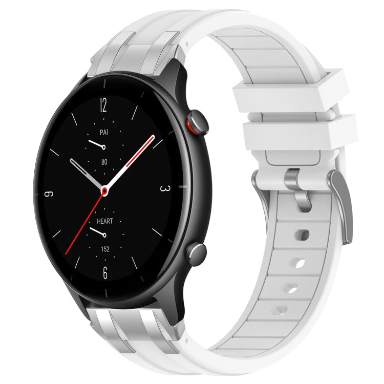 For Amazfit Watch GTR 2e 22mm Quick Release Silver Buckle Royal Silicone Watch Band(White) by bashfashion