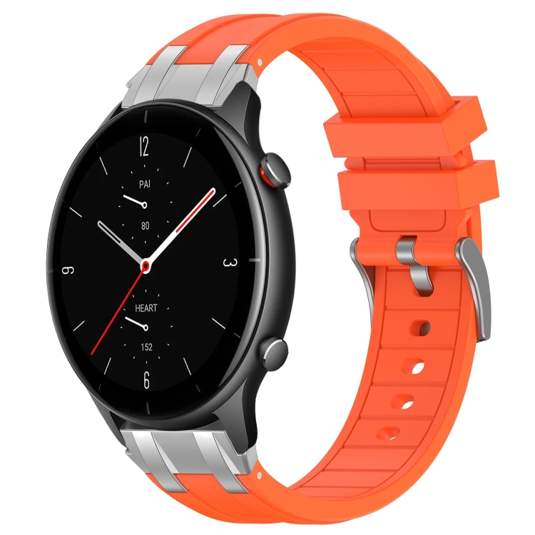 For Amazfit Watch GTR 2e 22mm Quick Release Silver Buckle Royal Silicone Watch Band(Orange) by bashfashion