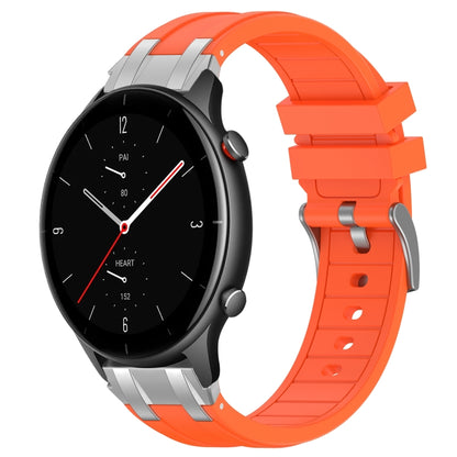 For Amazfit Watch GTR 2e 22mm Quick Release Silver Buckle Royal Silicone Watch Band(Orange) by bashfashion