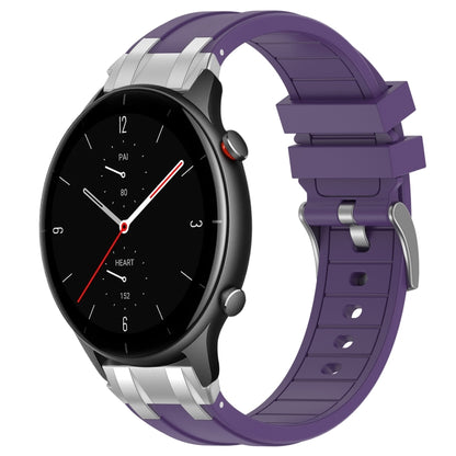 For Amazfit Watch GTR 2e 22mm Quick Release Silver Buckle Royal Silicone Watch Band(Purple) by bashfashion