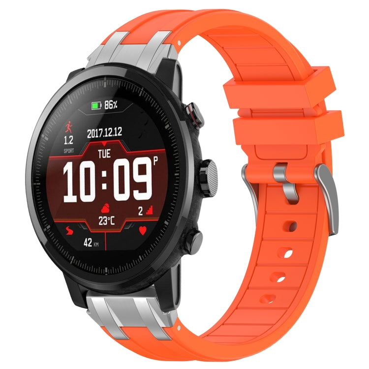 For Amazfit Sport Watch 3 22mm Quick Release Silver Buckle Royal Silicone Watch Band(Orange) by bashfashion