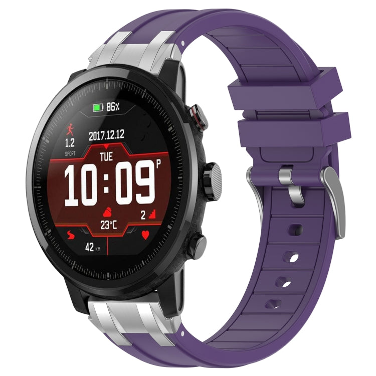 For Amazfit Sport Watch 3 22mm Quick Release Silver Buckle Royal Silicone Watch Band(Purple) by bashfashion