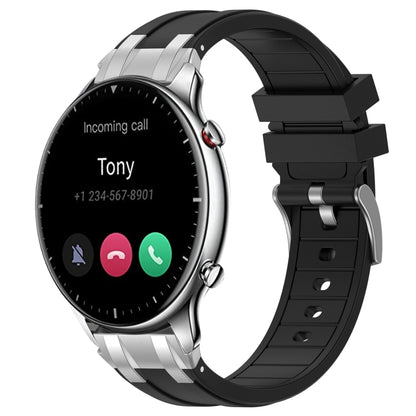 For Amazfit Watch GTR 2 22mm Quick Release Silver Buckle Royal Silicone Watch Band(Black) by bashfashion