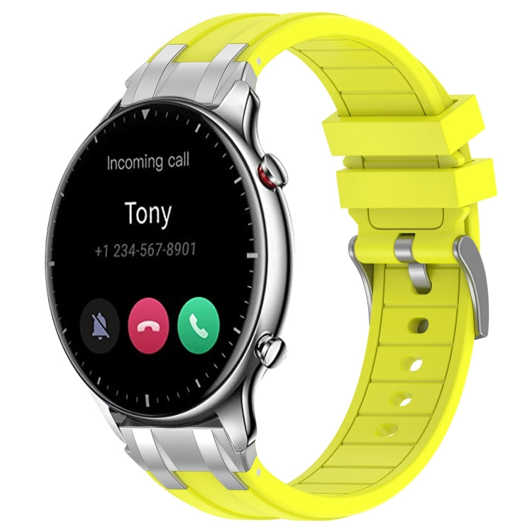 For Amazfit Watch GTR 2 22mm Quick Release Silver Buckle Royal Silicone Watch Band(Vital Yellow) by bashfashion