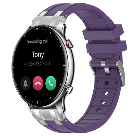 For Amazfit Watch GTR 2 22mm Quick Release Silver Buckle Royal Silicone Watch Band(Purple) by bashfashion